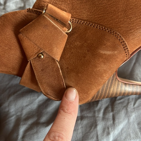 Aldo Suede Camel Peep-Toe Bootie, Size 7.5 - Picture 14 of 15